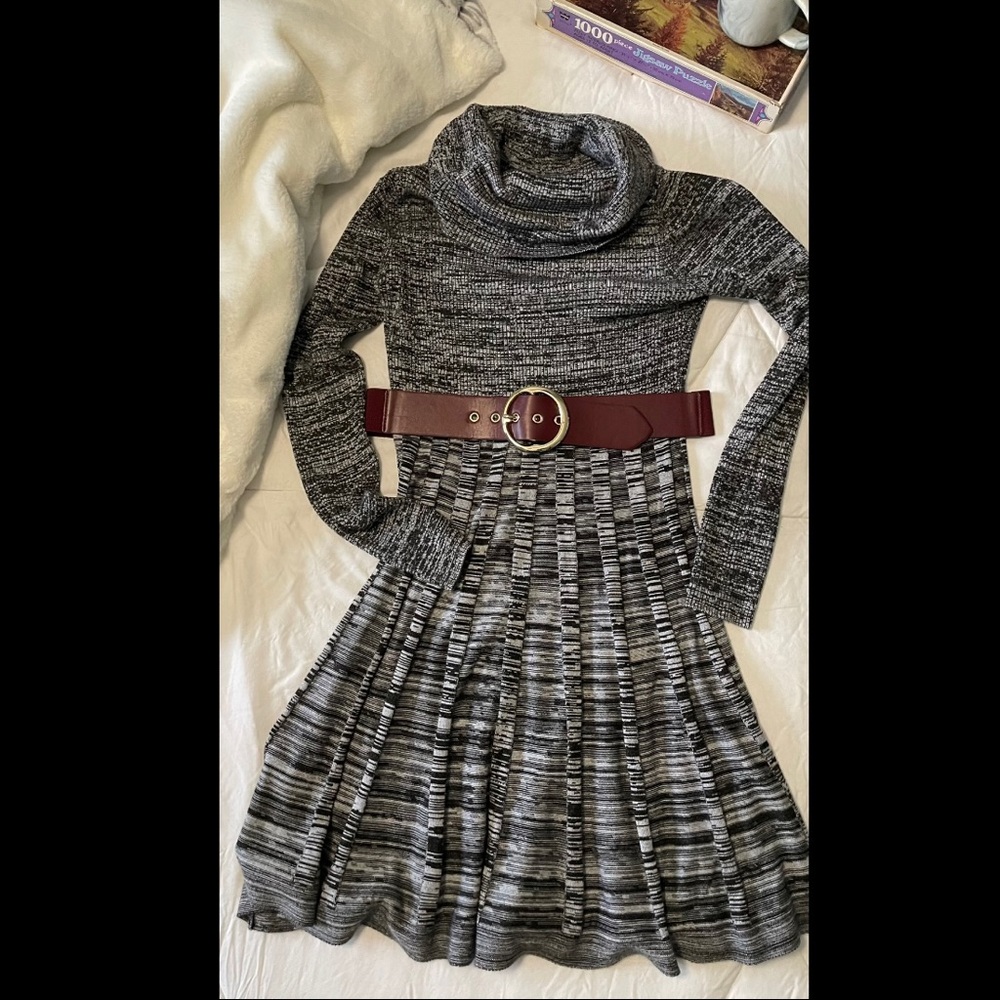 Cozy cowl neck knit dress